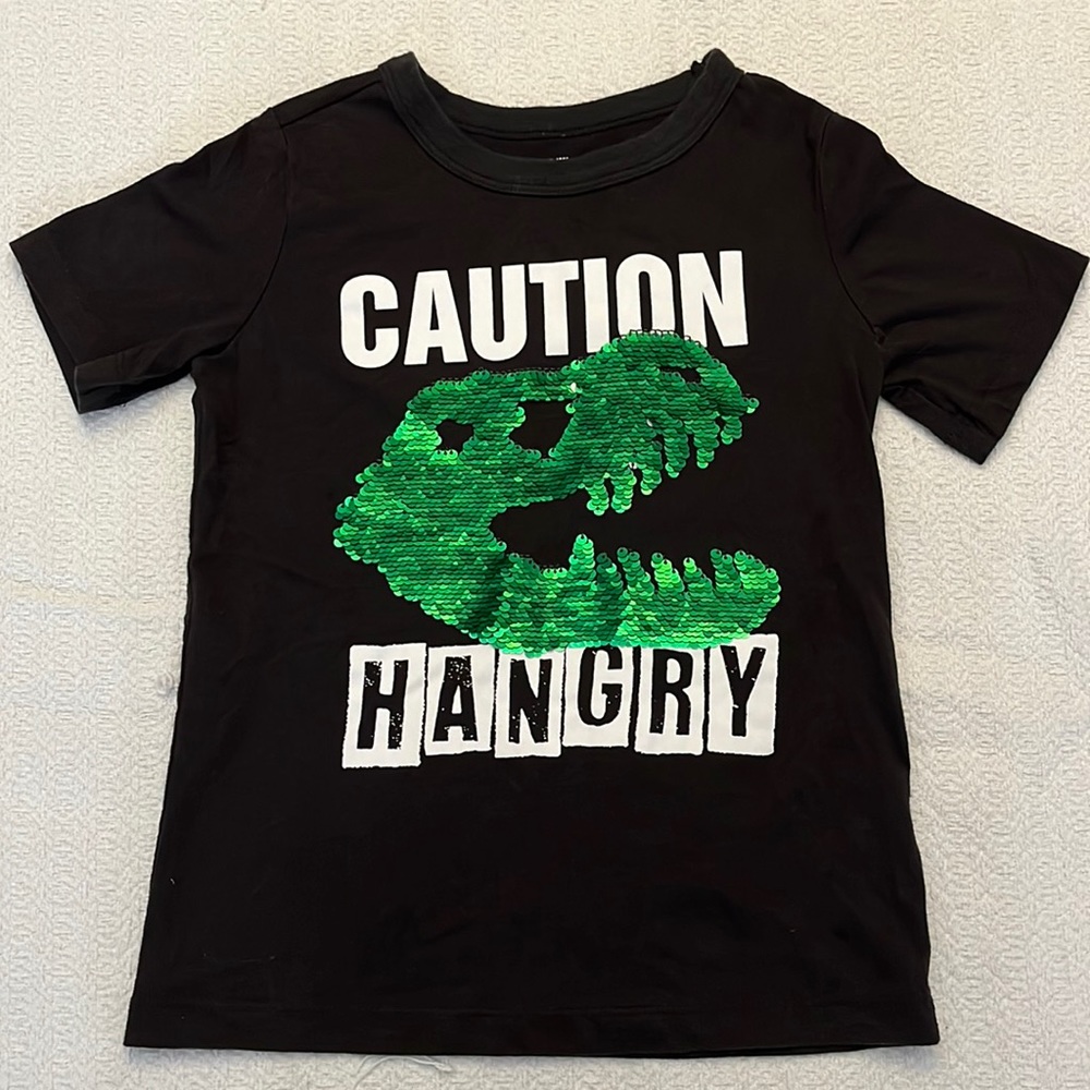 Oshkosh B’gosh Boy’s black tee with sequined Dinosaur
